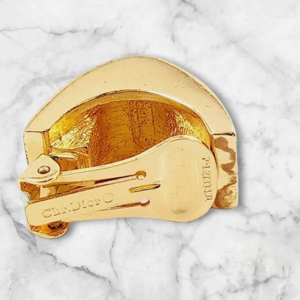 Christian Dior Gold Tone Enamel and Rhinestones Clip on Earrings.. - Picture 6 of 9